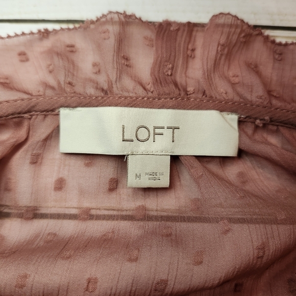 Loft Sheer Polka Dot Chiffon Blouse With Attached Camisole Size Medium - Picture 4 of 5